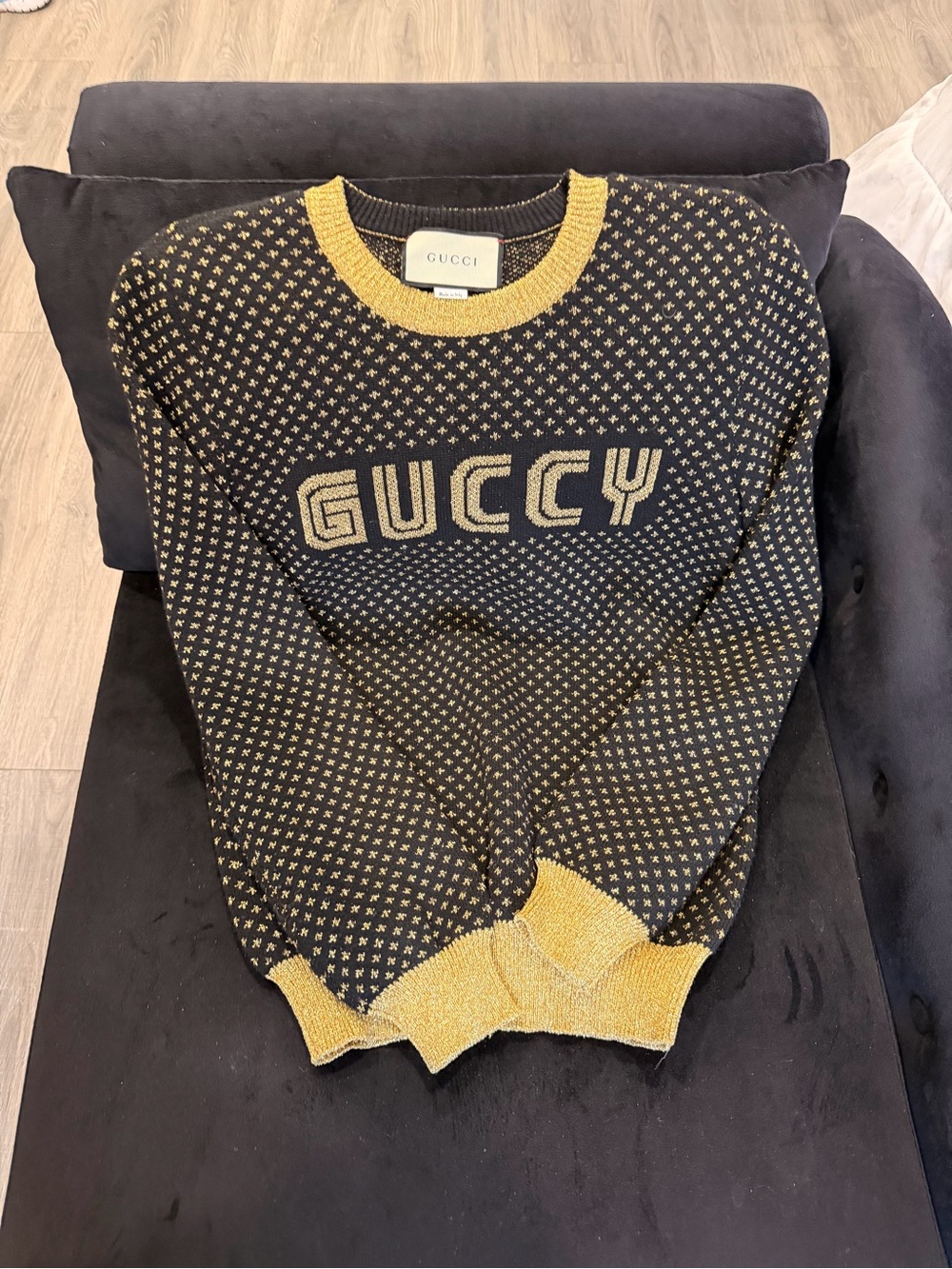 AUTHENTIC Gucci Black Sweater with Gold Logo & Trim NWOT Price negotiable
